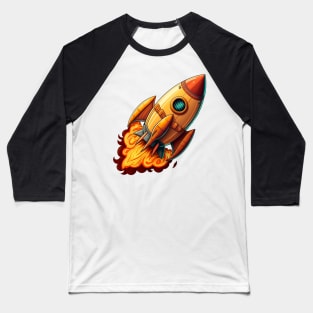 Space Rocket cartoon style Baseball T-Shirt